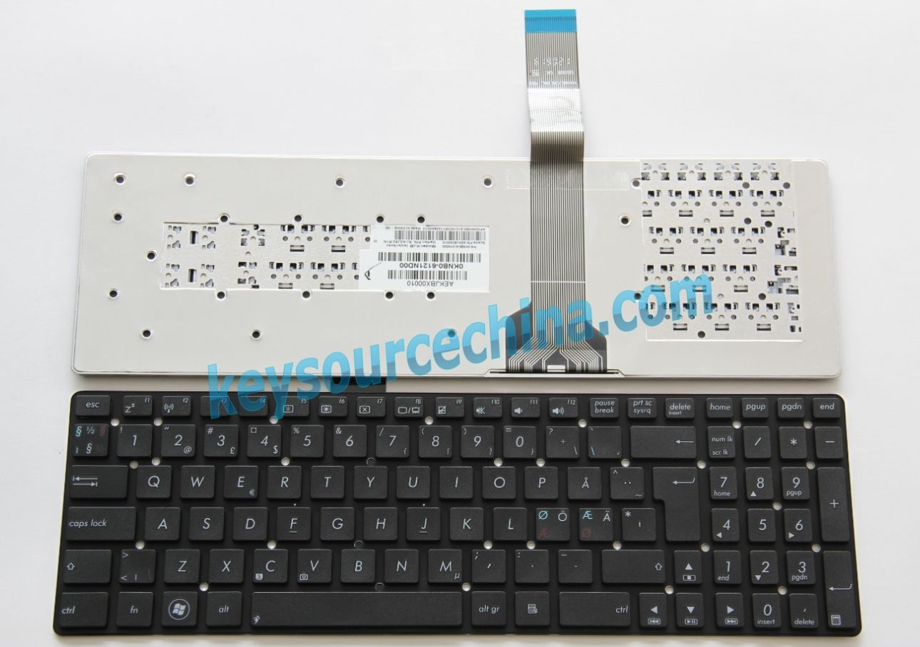9J.N2J82.900 Originalt Asus K55V A55VM U57A A75V K75A K75V R500V R700A R700V A55V Nordic Keyboard