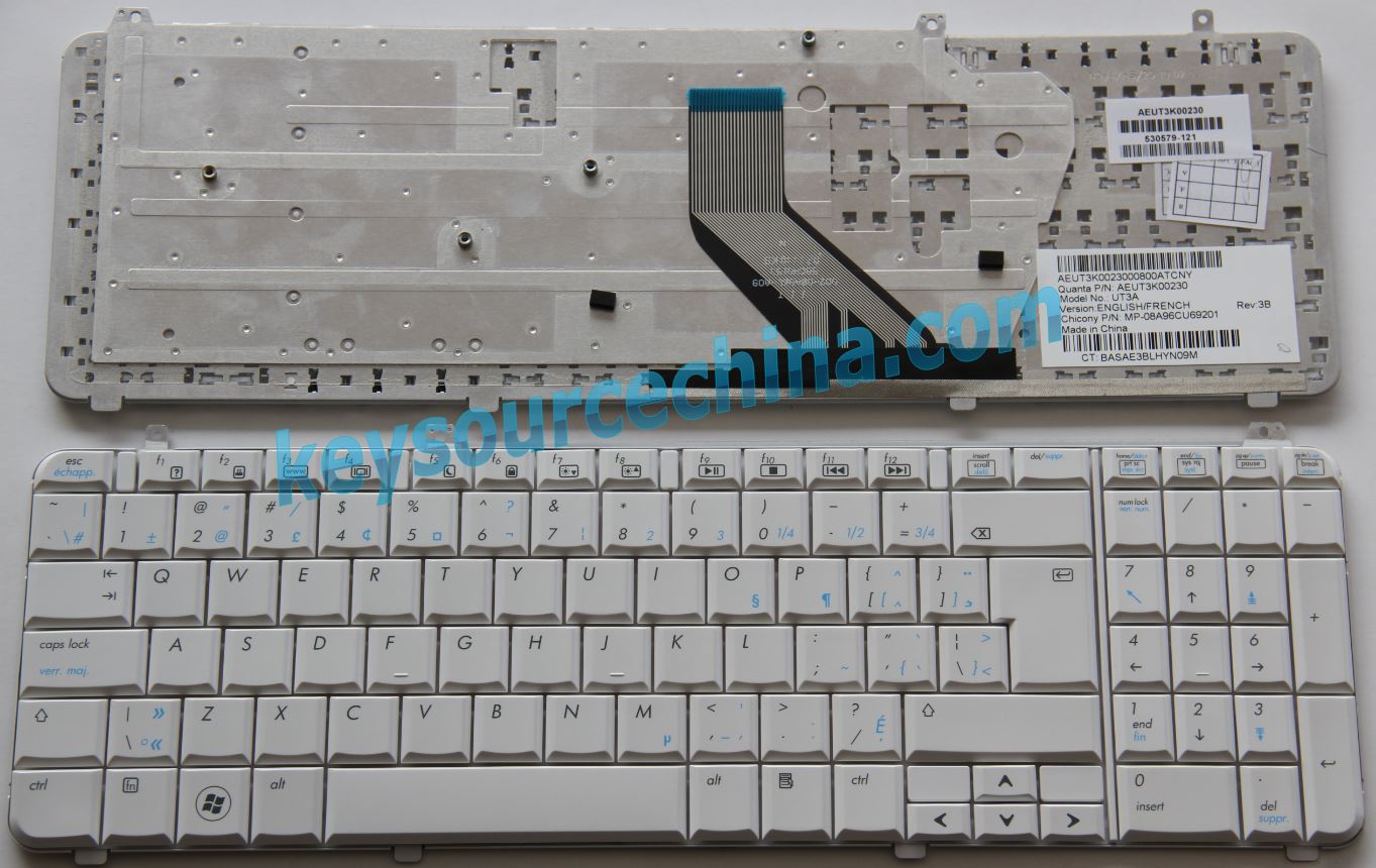 530579-121 HP Pavilion DV6 DV6-1000 DV6-2000 DV6t-1000 DV6t-2000 DV6-2100 White Laptop Keyboard Clavier Canadian(CA)