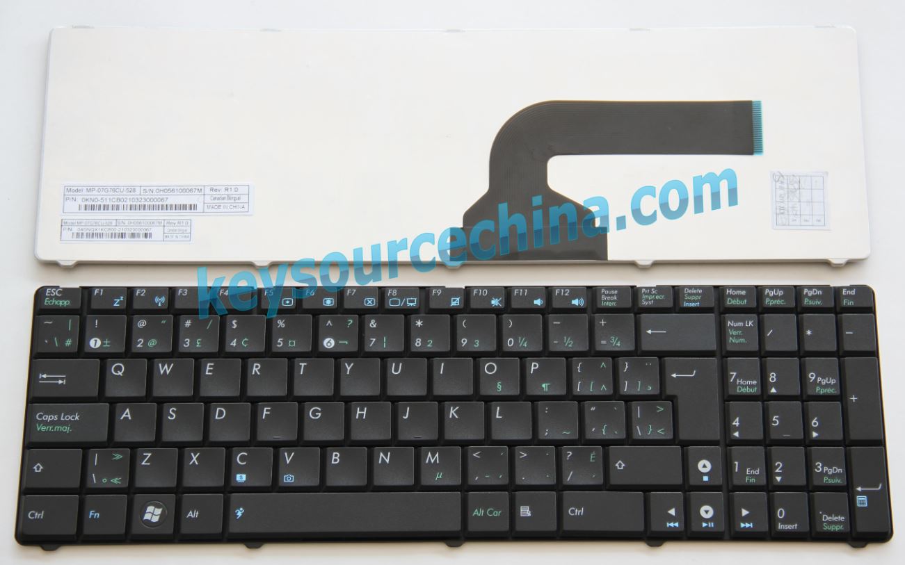04GNQX1KCB00-2 Asus N50 N51 N60 A52 A72 F50N F70 M60 N71 N90 X61J W90 Laptop Keyboard Clavier Canadian(CA)