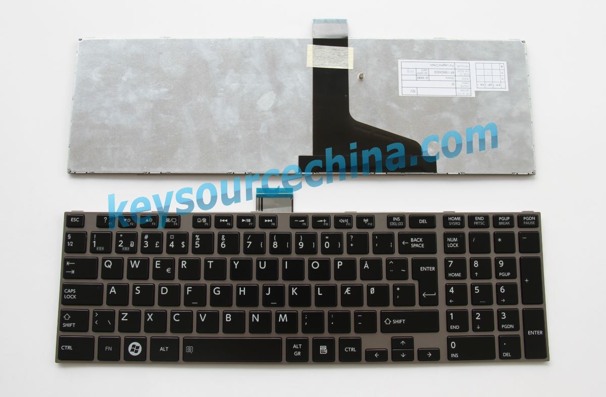 MP-11B66DK6930 Toshiba L850 Dansk bærbar tastatur