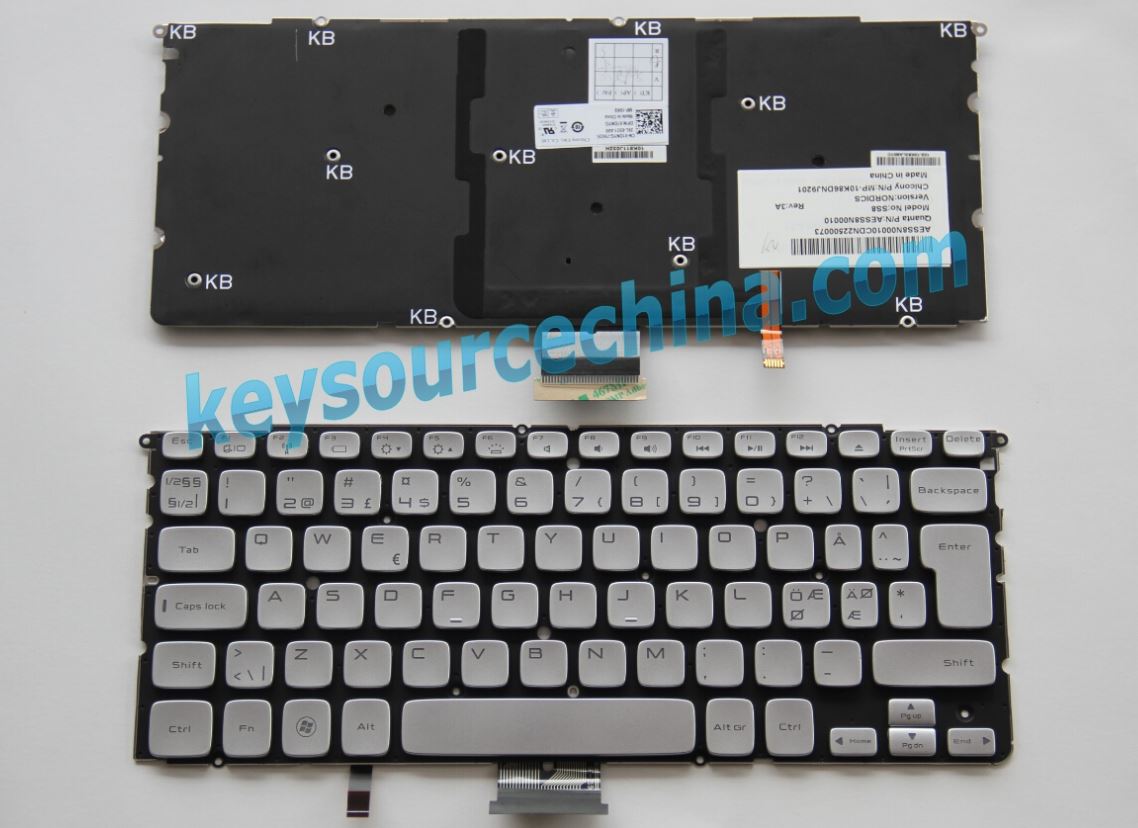 MP-10K86DNJ9201 Original Dell XPS 14z 15z L412z L511z Nordic Keyboard