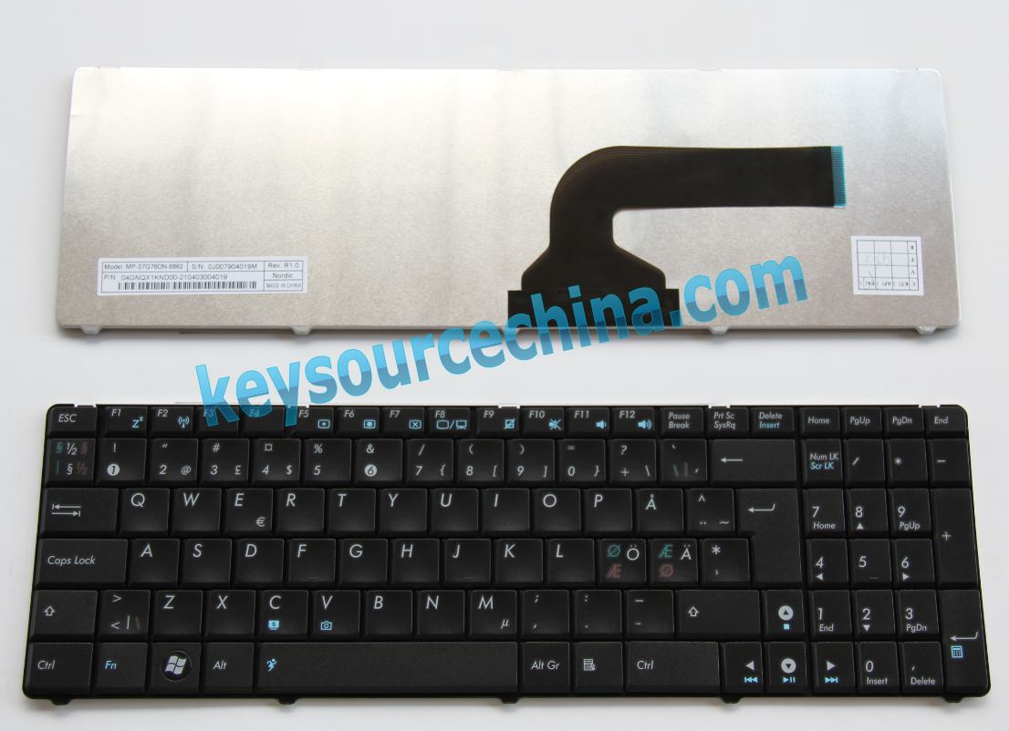 04GNQX1KND00-2 Asus N50 N51 N60 A52 A72 F50N F70 M60 N71 N90 X61J W90 Nordic keyboard