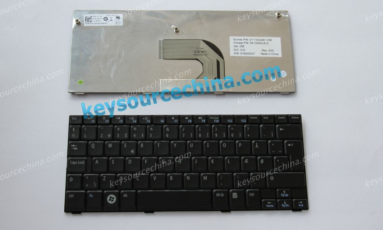 Dell 1012, 1018 Dansk bærbar tastatur