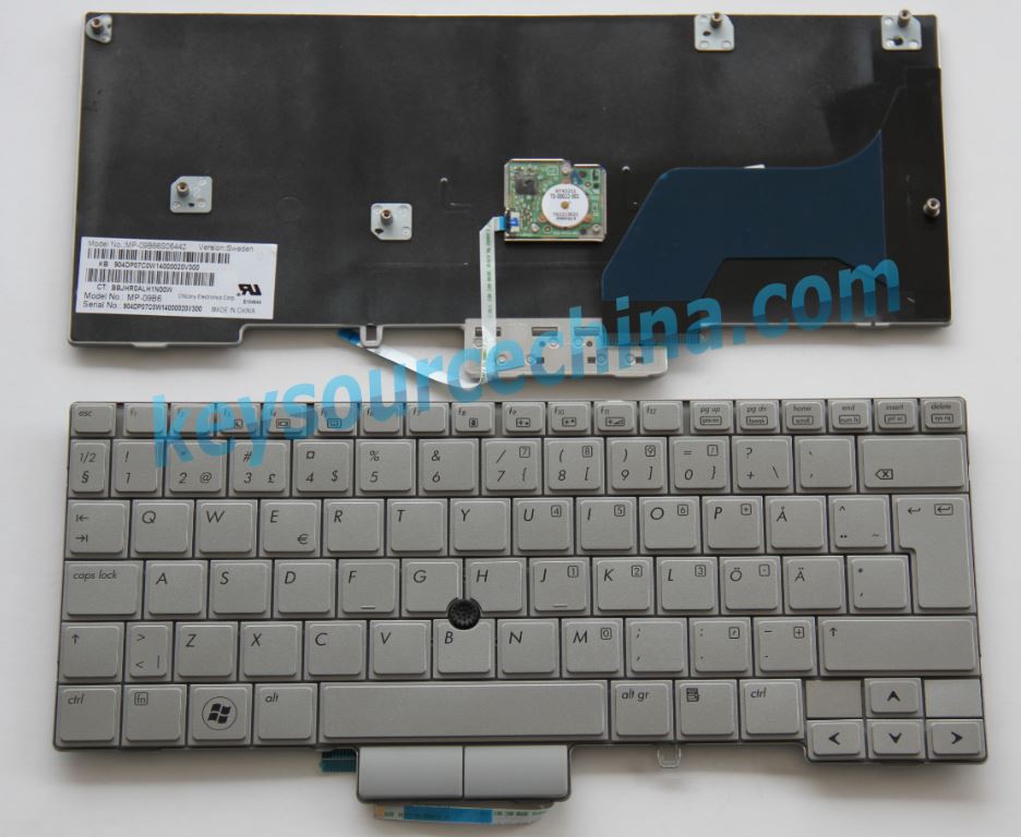 HP EliteBook 2740P Swedish-Finnish laptop keyboard P/N MP-09B66S06442