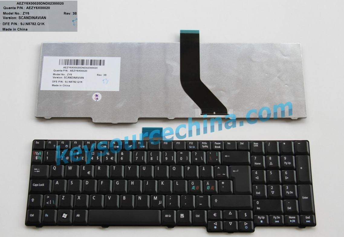 Acer 7230 7230G 7330 7530 7530G Nordic keyboard AEZY6X00020 9J.N8782.Q1K
