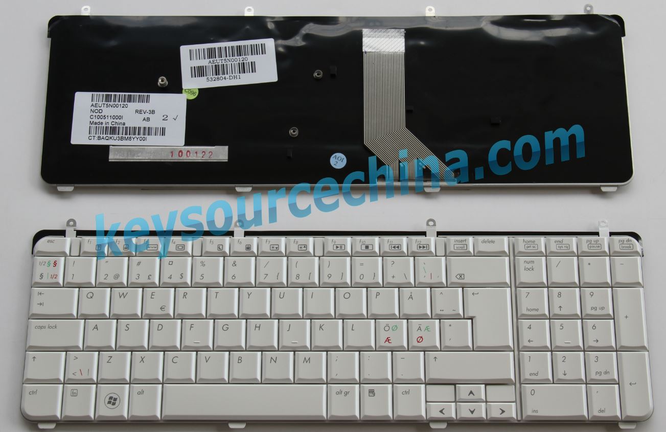 532804-DH1 570140-DH1 HP dv7-2000 dv7-3000 series Nordic keyboard