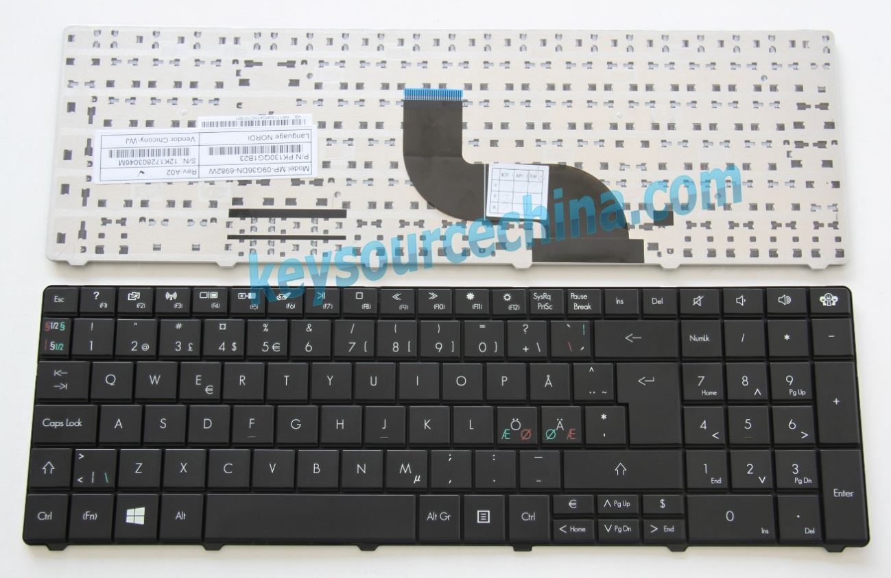 MP-09G36DN-6982W Original Gateway NE56R NE71B NV570P NE522 NE52207U NE57003H NE722 NE72206U NE51B Nordic keyboard