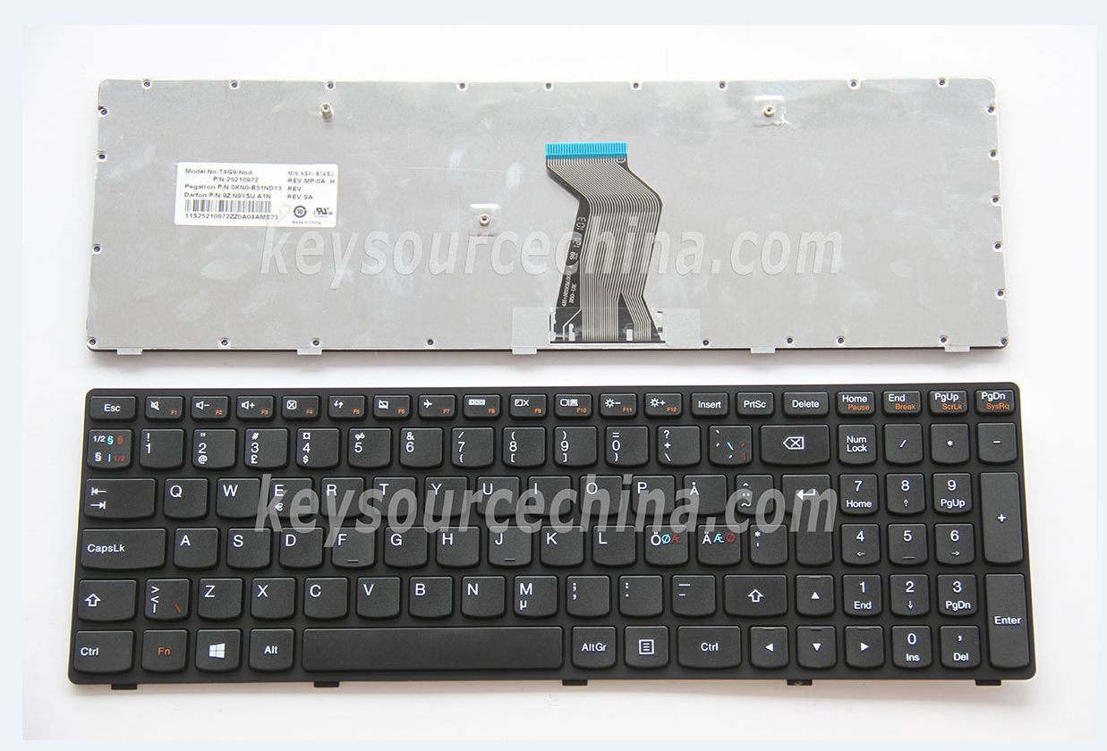 T4G9-Nod Originalt Lenovo IdeaPad G500 G505 G510 G700 G710 Nordic Keyboard