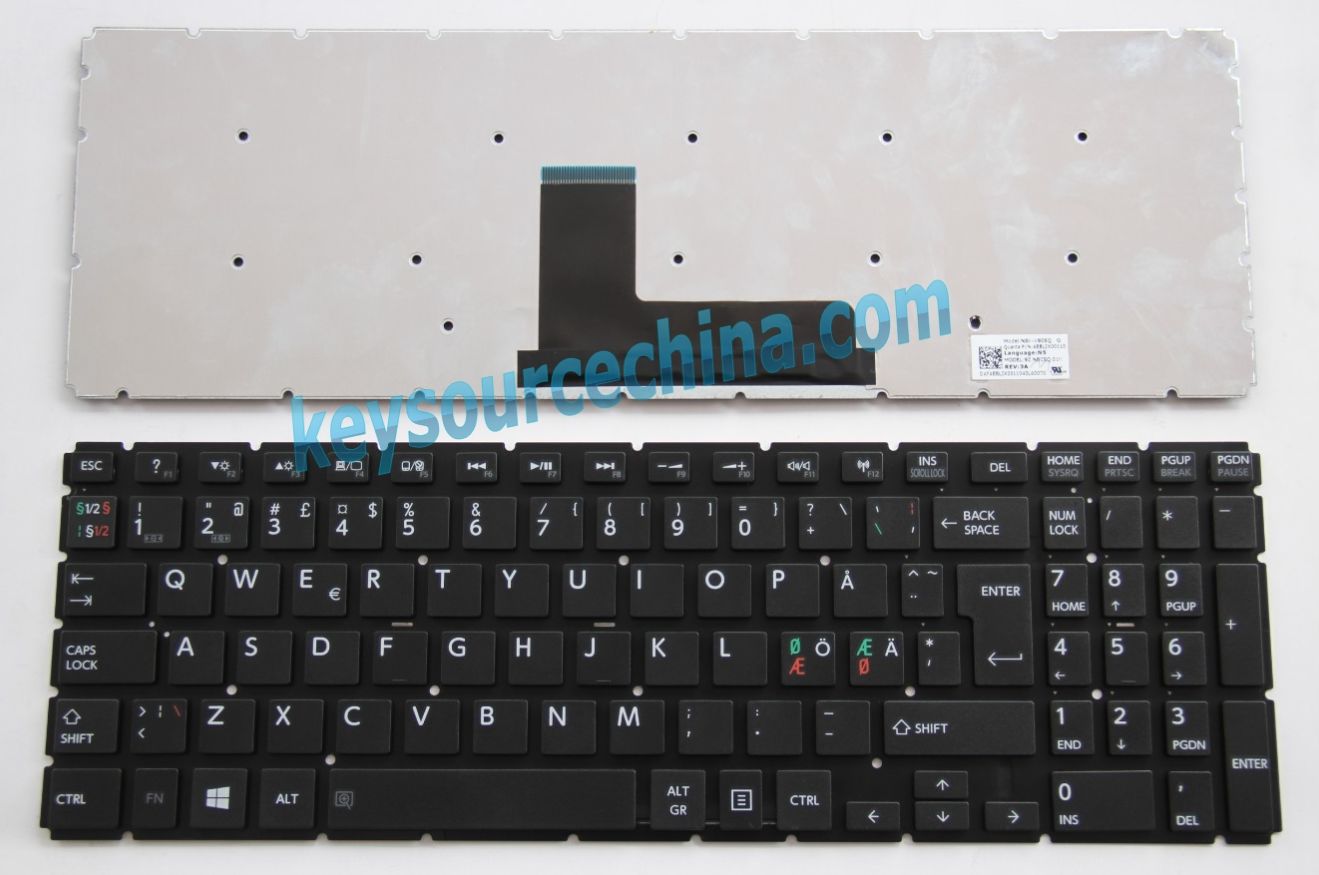 9Z.NBCSQ.01K Originalt Toshiba Satellite S50-B S50D-B S50T-B S50-B-14G S50-B-14W Nordic Keyboard