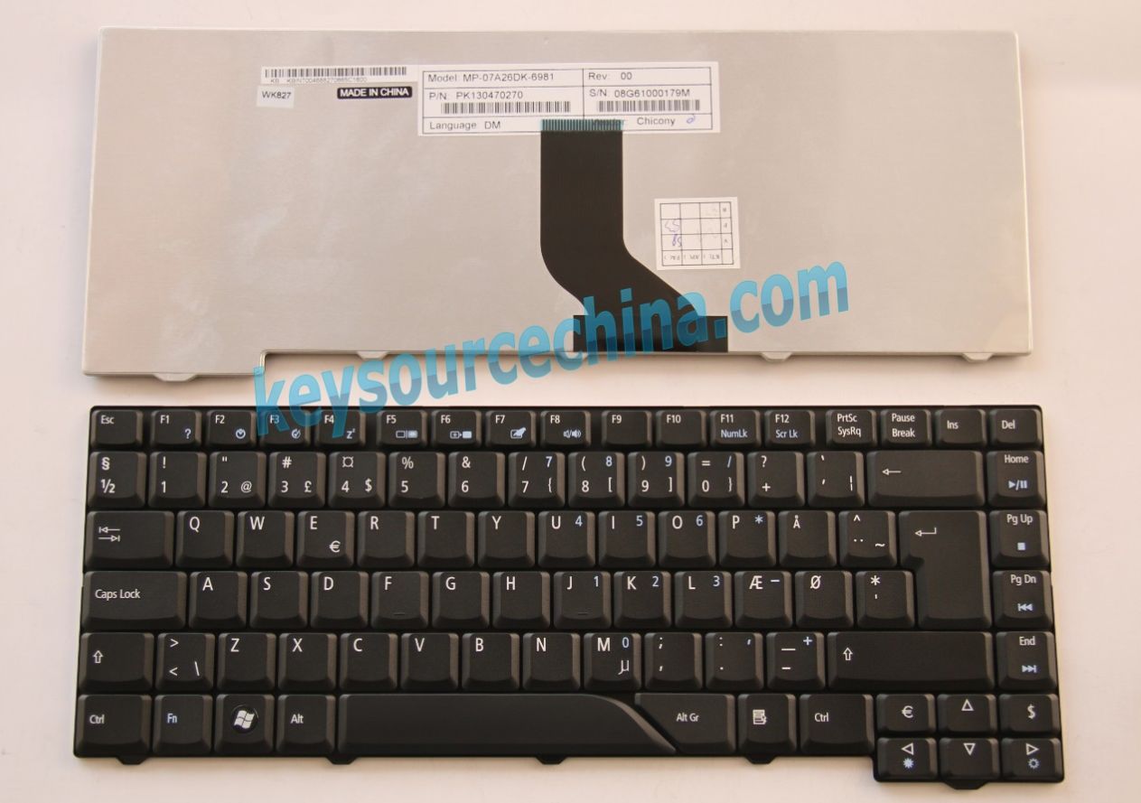 MP-07A26DK-6981 Originalt Acer Aspire 4310 4320 ​4710 4720 ​4920 5310 4930 Danish Keyboard