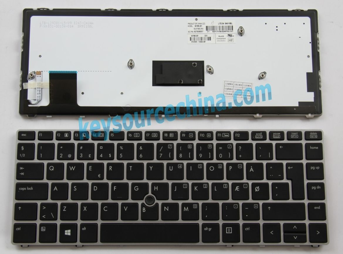 702843-081 Originalt HP EliteBook Folio 9470m Danish Keyboard