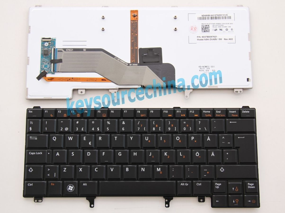 NSK-DVABV 0W Originalt Dell Latitude E5420 E5430 E6230 E6320 E6330 E6420 E6430 Swedish Finnish Keyboard