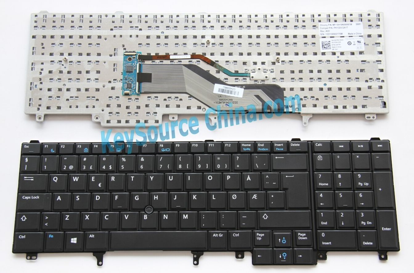 MP-10H16N066981W Originalt Dell Latitude E5520 E5530 E6520 E6530, Precision M4600 M6600 Norwegian Keyboard