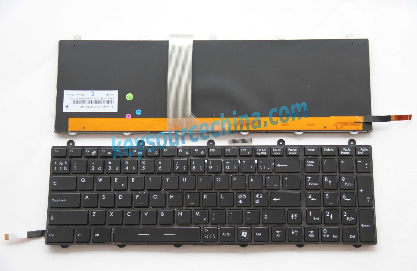 V123322AK1 NE Originalt Backlit MSI GT780 GT780DXR GT783 GX780 GX780R MS-1762 Nordic Keyboard