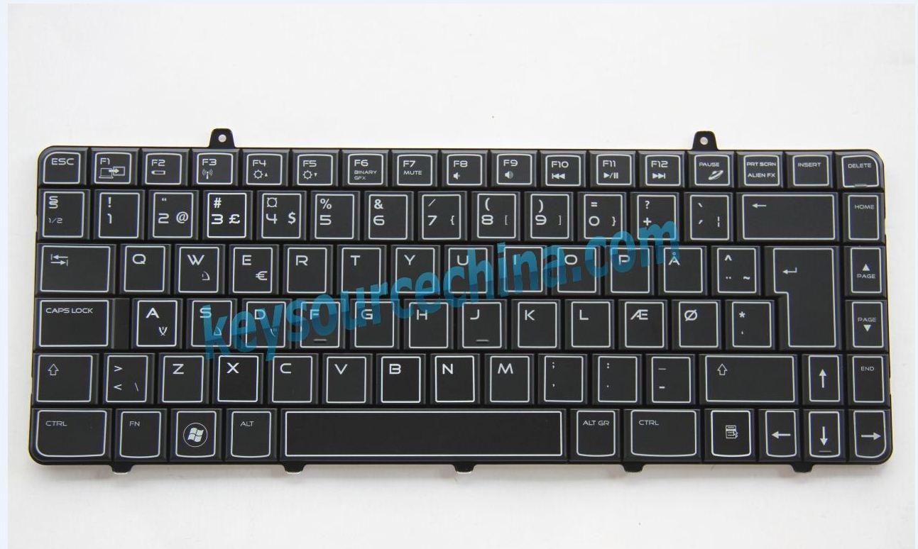 V109002CK1 Originalt Backlit Dell Alienware M11x R1 0MNXVV Danish Keyboard