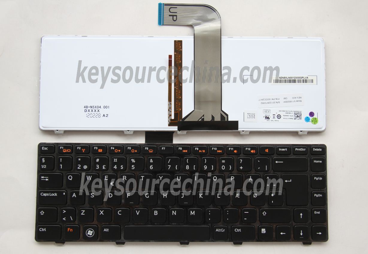 V119525EK1 Originalt Dell Inspiron N4110 N5040, Vostro V131 3450, XPS 15 L502 Danish Keyboard