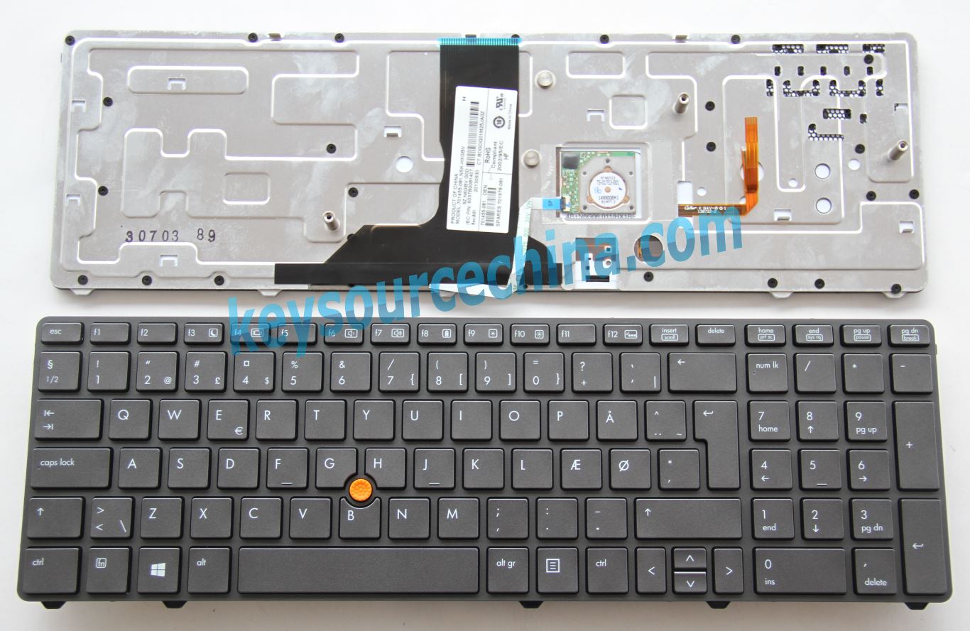 9Z.N6GBV.G0D Originalt Backlit HP EliteBook 8760w 8770w Mobil Workstation Danish Keyboard
