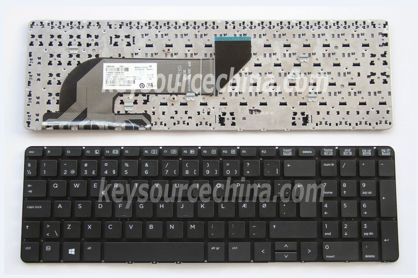 9Z.N9KSV.A0D Originalt HP ProBook 450 G0, 450 G1, 450 G2, 455 G1, 455 G2, 470 G0, 470 G1, 470 G2 Danish Keyboard without frame