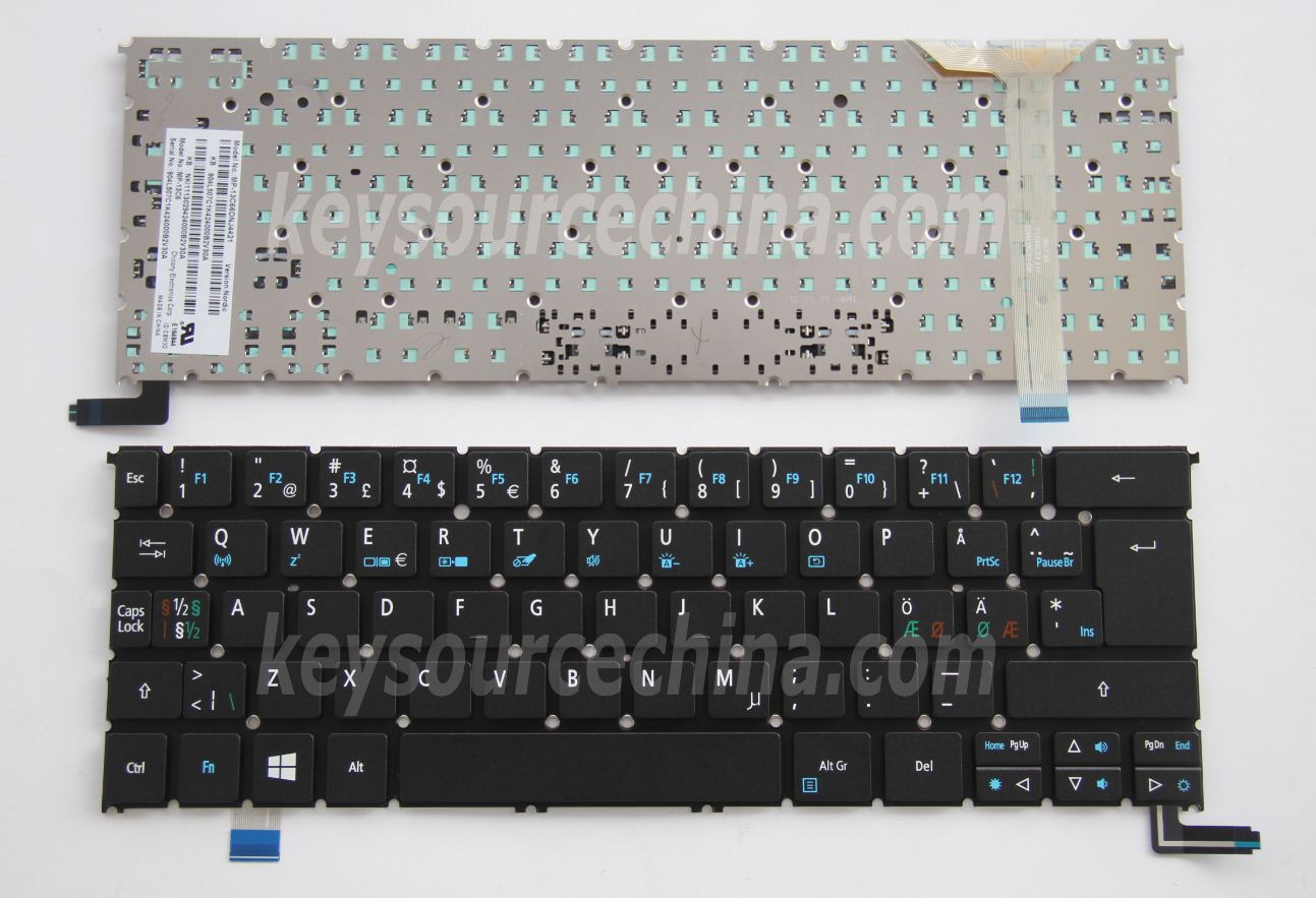 MP-13C66DNJ4421 Originalt Acer Aspire S3-392 S3-392G Nordic Keyboard