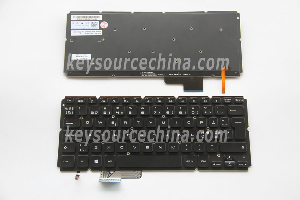 PK130O11B18 Originalt Dell XPS 14-L421X 15-L521X Nordic Keyboard backlit