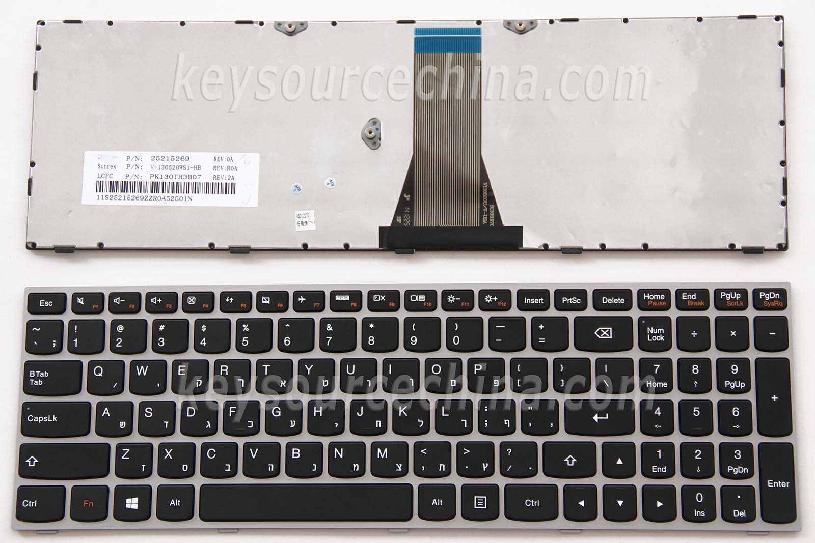 Originalt Lenovo IdeaPad 300-15IBR 300-15ISK 305-15IBD 305-15IBY 300-17ISK 500-15ACZ 500-15ISK Hebrew Laptop Keyboard Israel HE