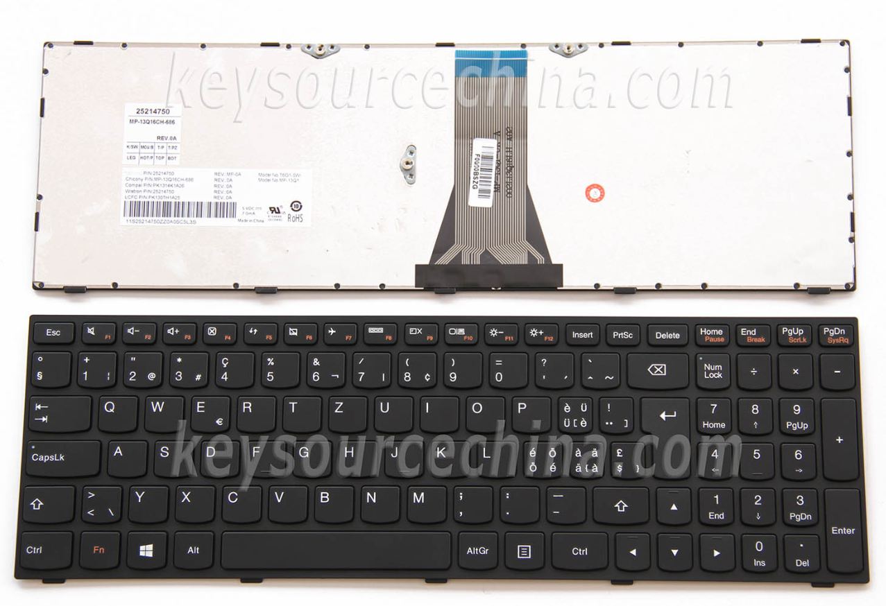 T6G1-HB Originalt Lenovo IdeaPad G50-30 G50-45 G50-70 G50-80 G51-35 G70-70 G70-80 Swiss German Laptop Keyboard Schweiz Tastatur
