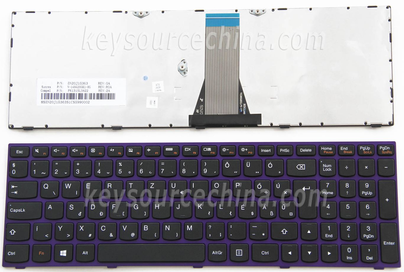 Magyar Billentyűzet for Lenovo IdeaPad E50-70 E50-80 Flex 2-15 Flex 2-15D M50-70 M50-80 Z51-70 Z70-80 Purple