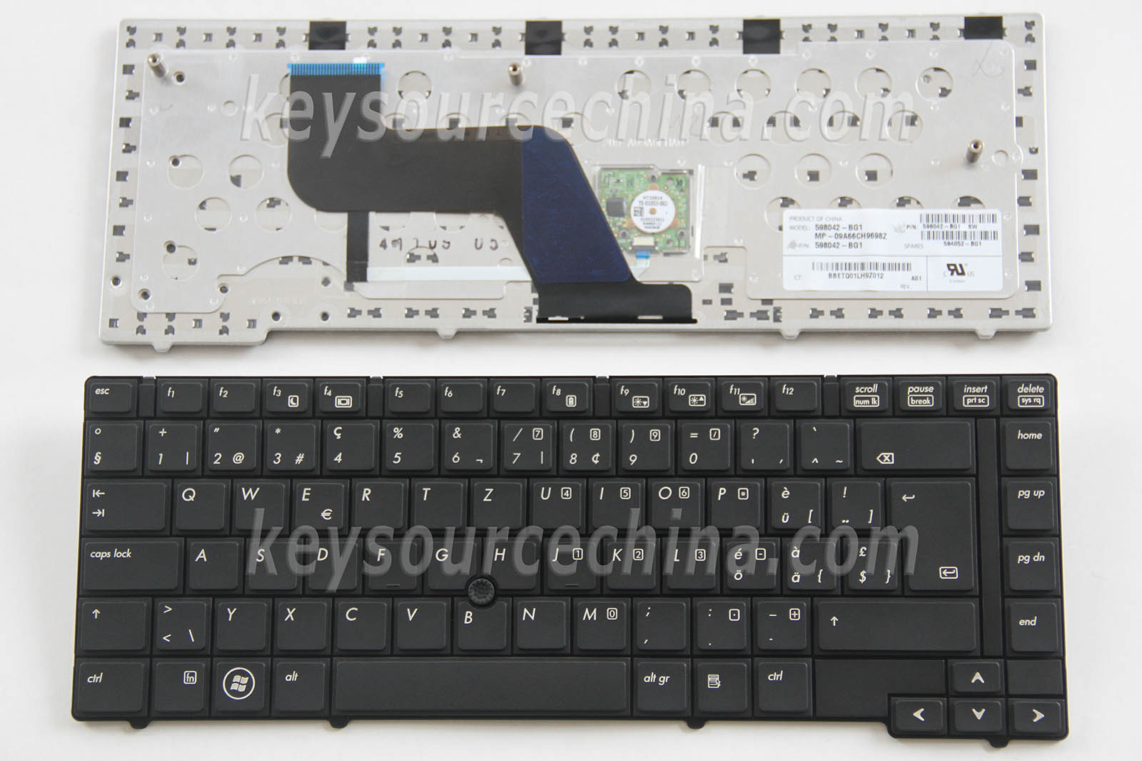 598042-BG1 Originalt HP EliteBook 8440p 8440w Swiss German Laptop Keyboard Schweiz Tastatur Pointer