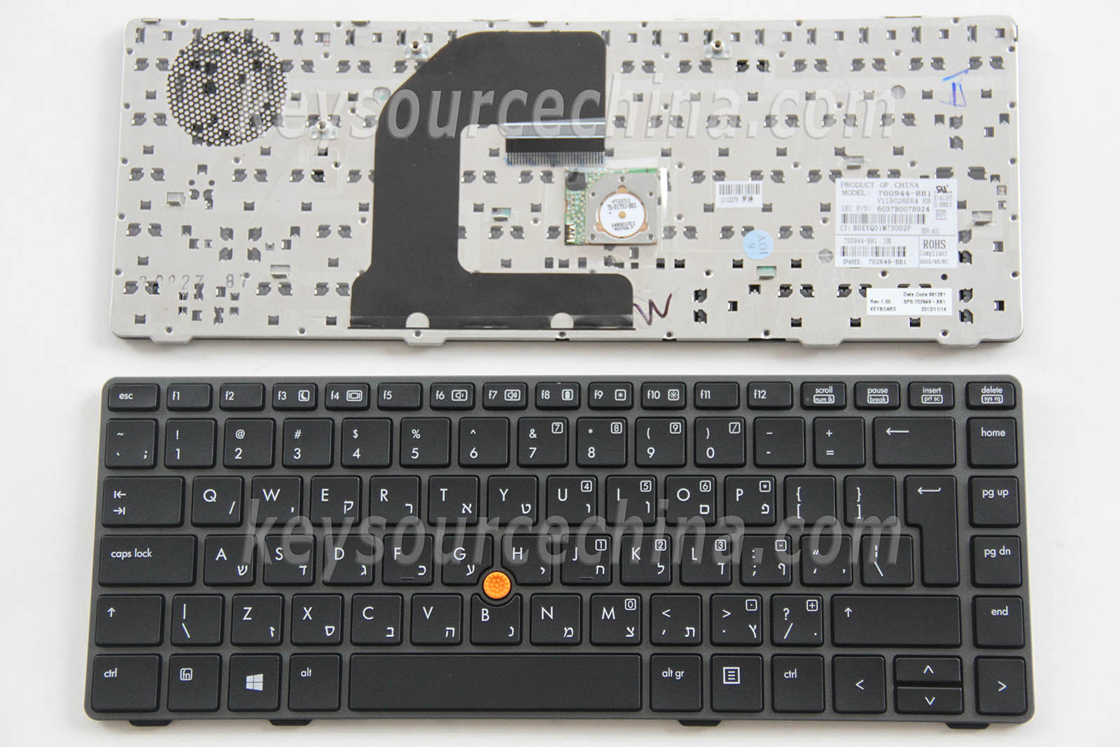 702649-BB1 Originalt HP EliteBook 8460w 8470w Hebrew Laptop Keyboard Israel HE מקלדת